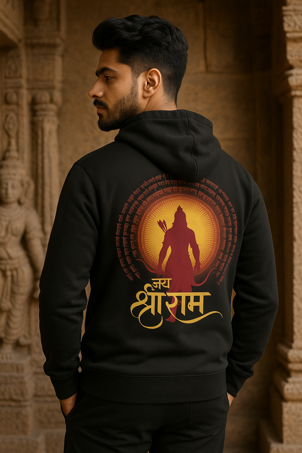 Veer Hanuman hoodie – oversized devotional cotton hoodie with Hanuman graphic and warrior theme