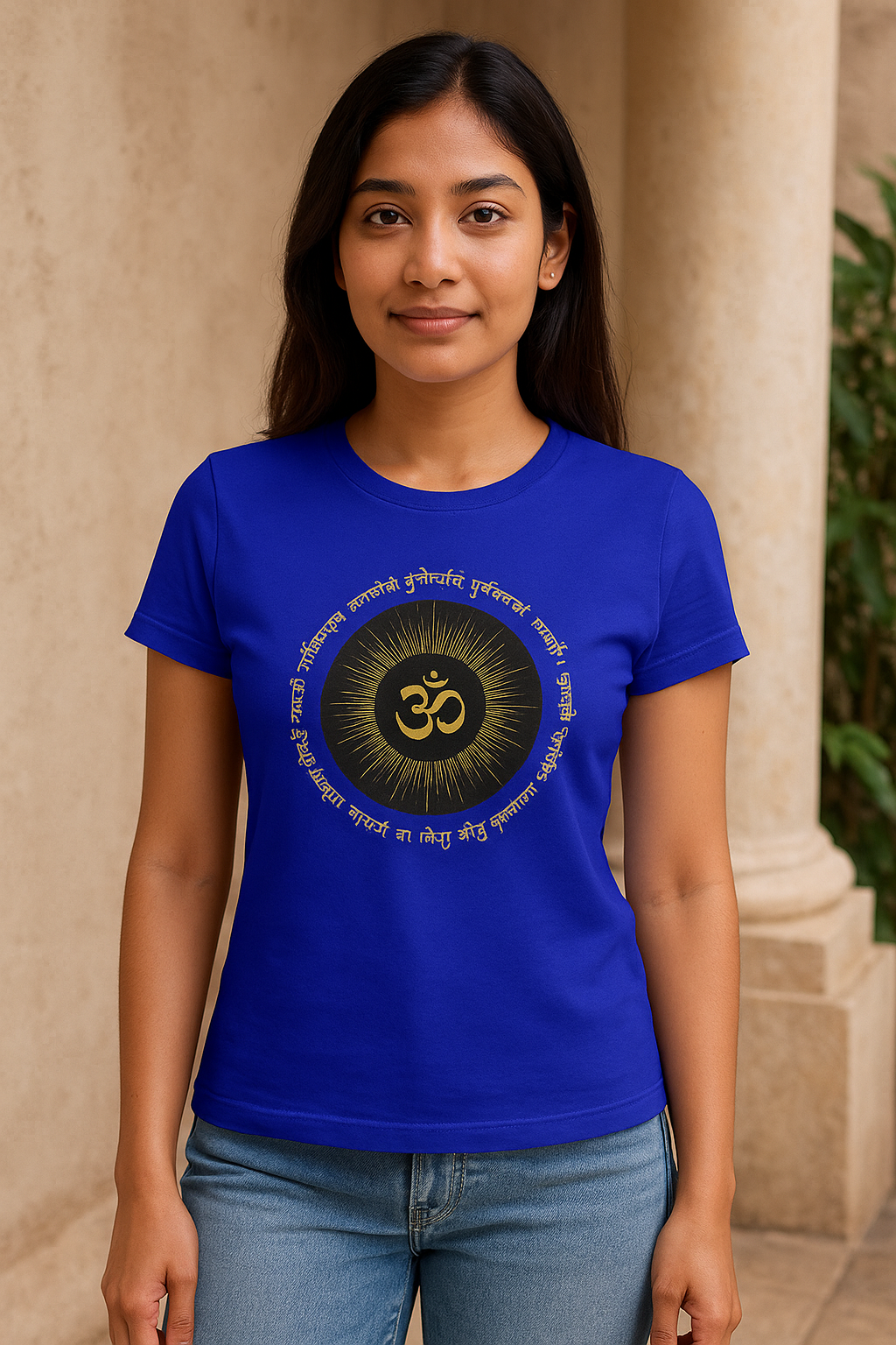 Divine Om Sanskrit t-shirt – cotton tee with sacred ॐ symbol and spiritual design