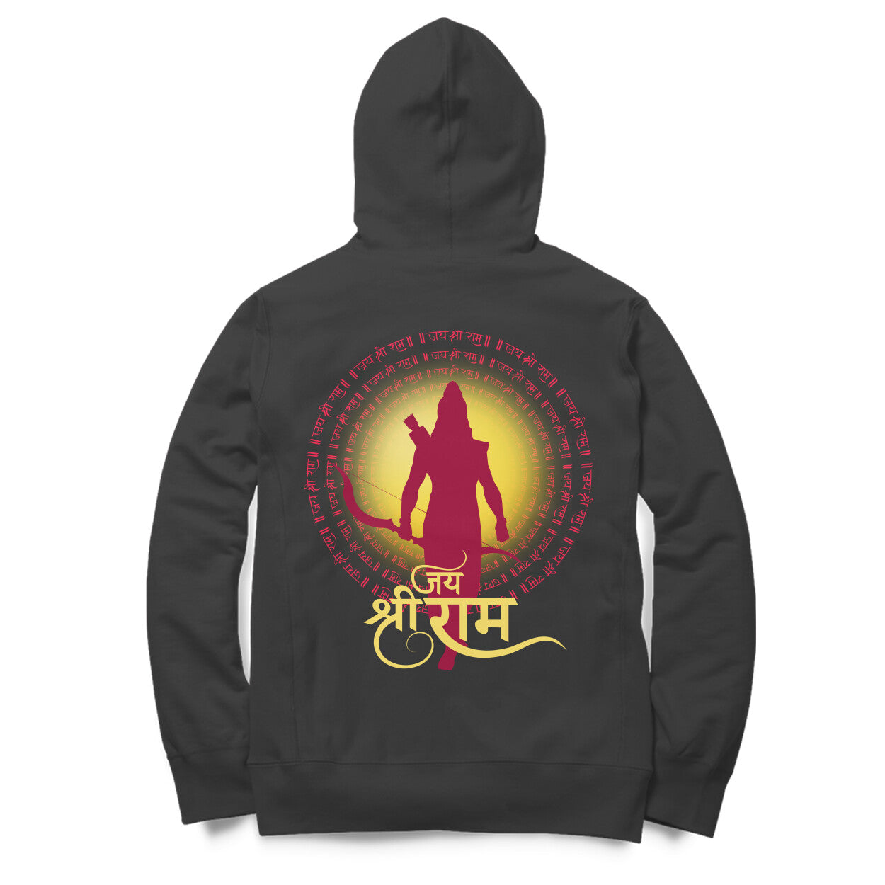 Back View - Veer Hanuman hoodie – oversized devotional cotton hoodie with Hanuman graphic and warrior theme