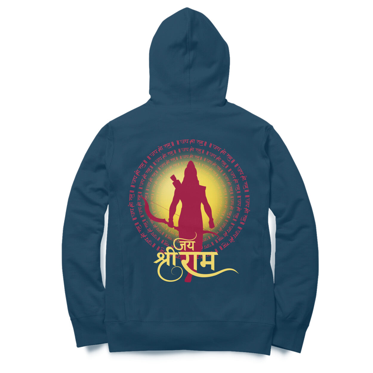 Back View - Veer Hanuman hoodie – oversized devotional cotton hoodie with Hanuman graphic and warrior theme