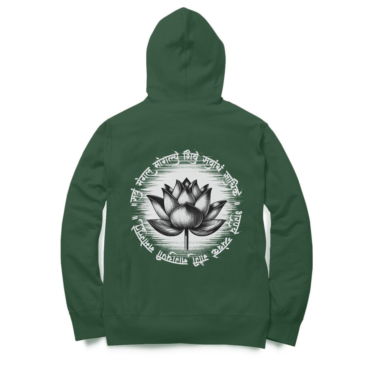 Back View - Shri Krishna silhouette hoodie – devotional oversized hoodie with front and back Krishna design