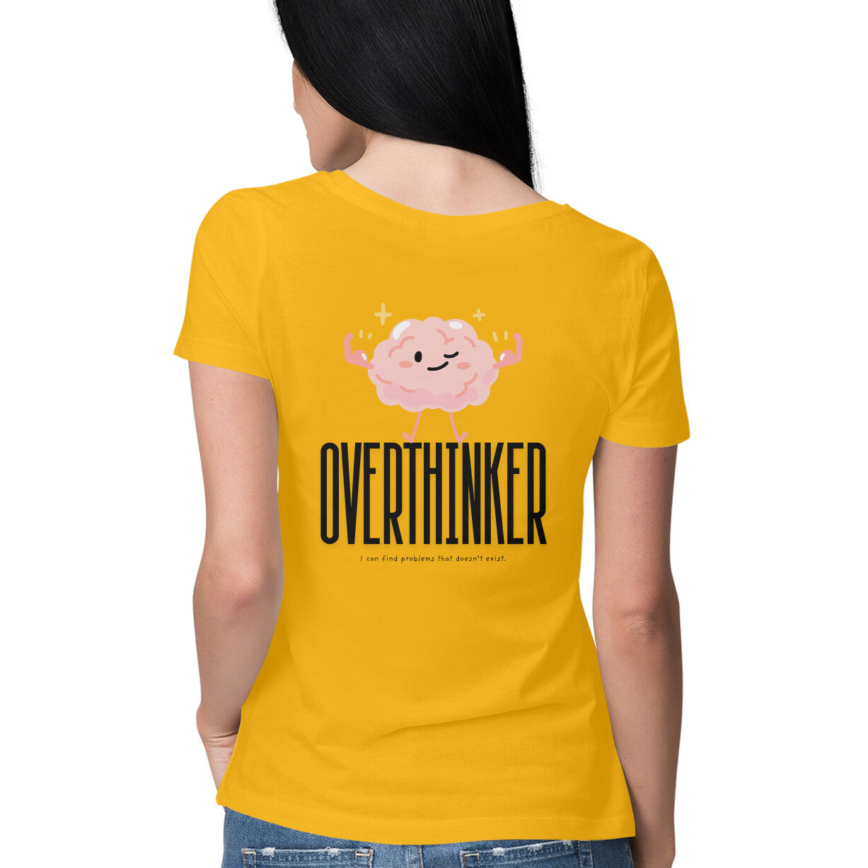 Overthinker women’s t-shirt – minimalist cotton tee with mental health quote