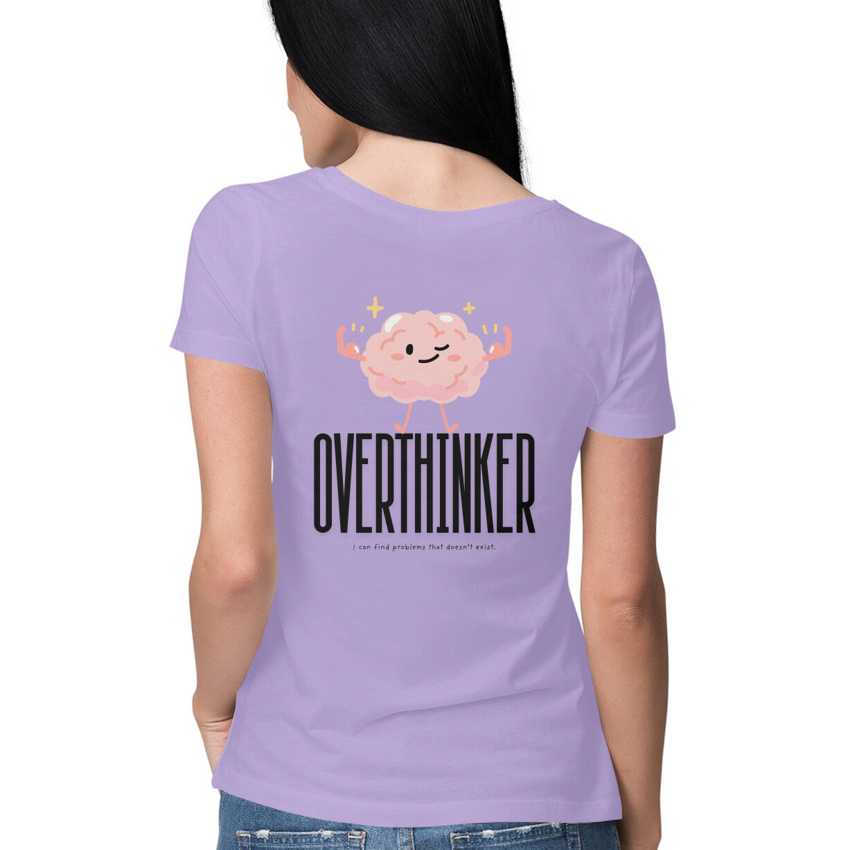 Back View - purple women’s t-shirt – minimalist cotton tee with mental health quote