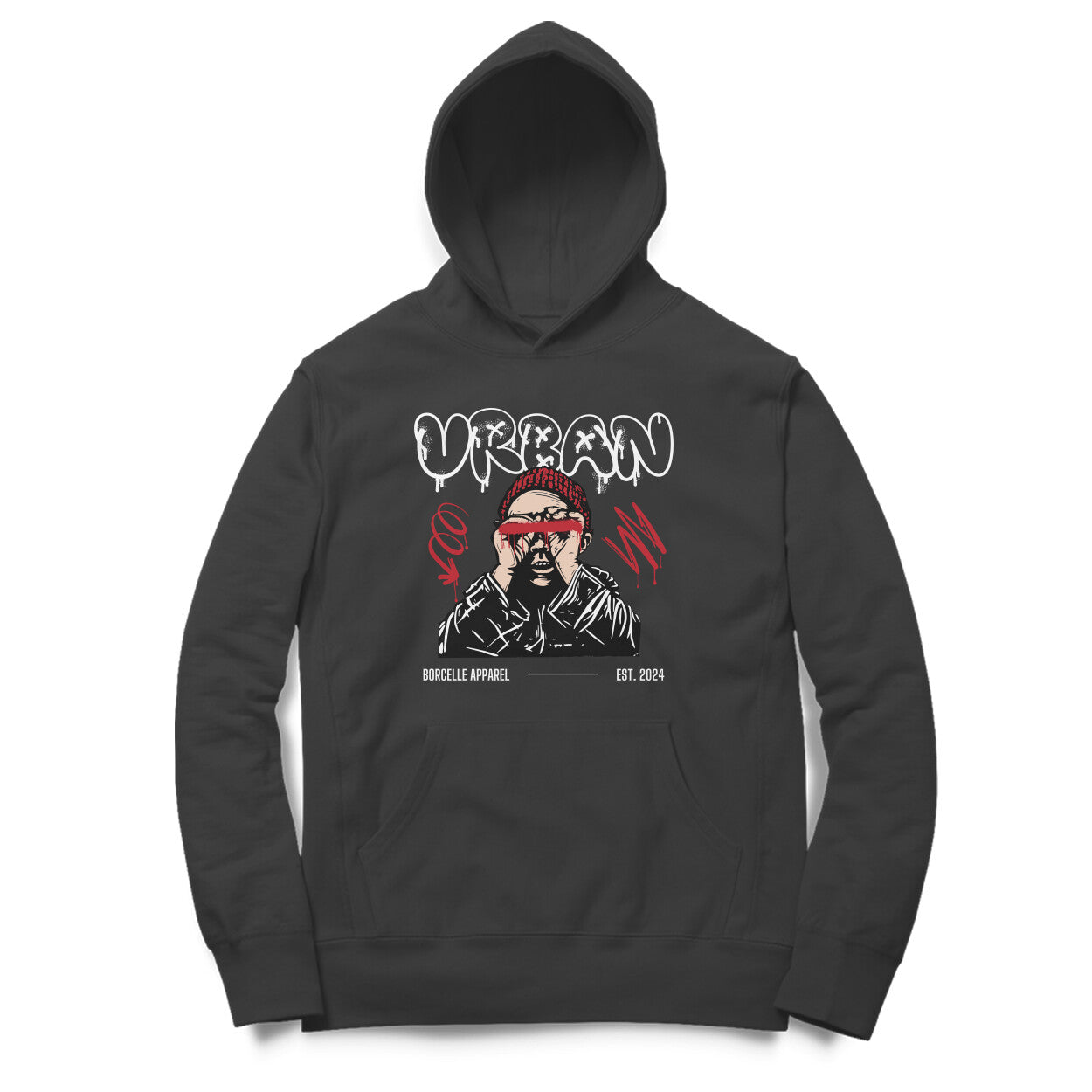 Front View - Urban Graffiti hoodie – bold oversized streetwear hoodie with colorful graffiti design