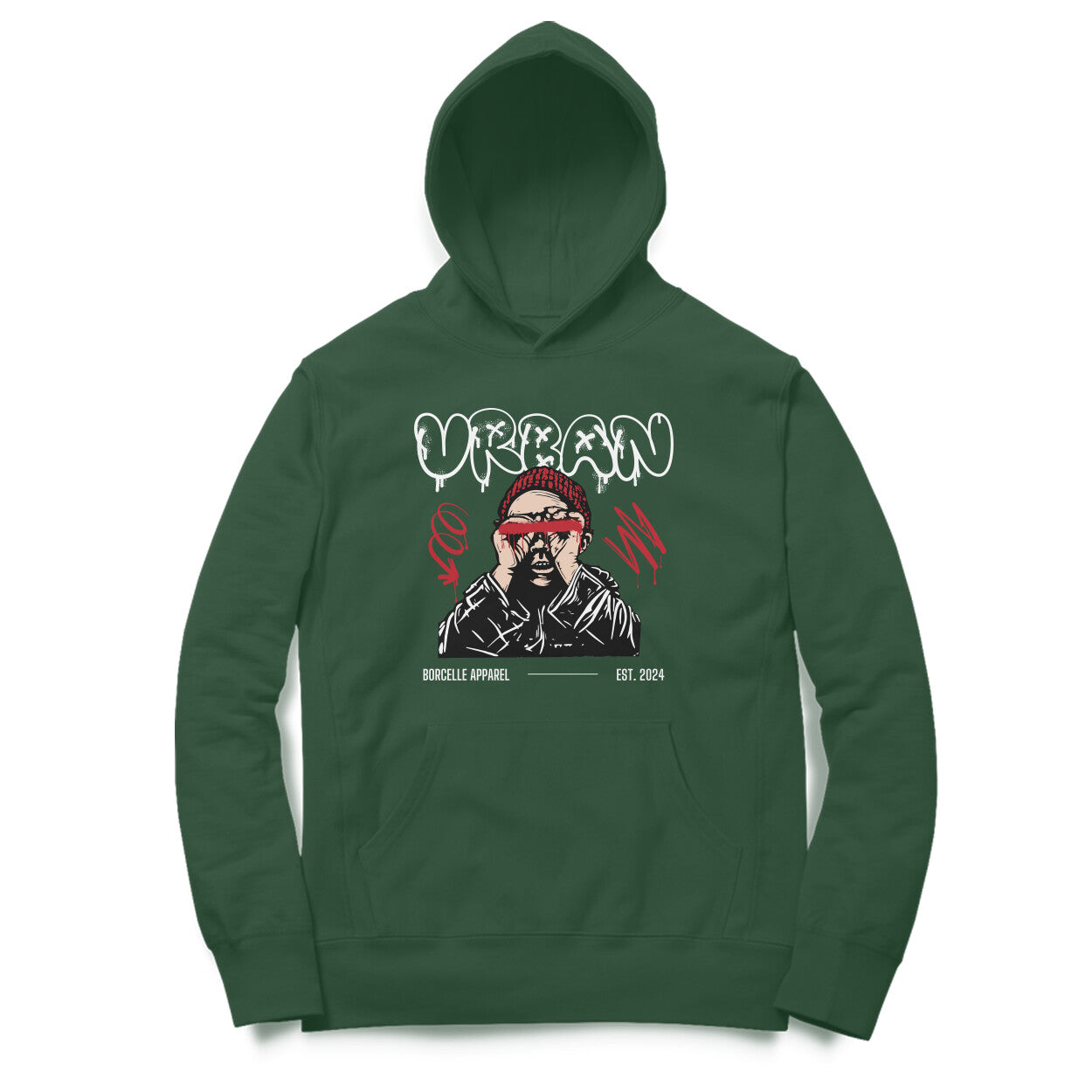 Front View - Urban Graffiti hoodie – bold oversized streetwear hoodie with colorful graffiti design