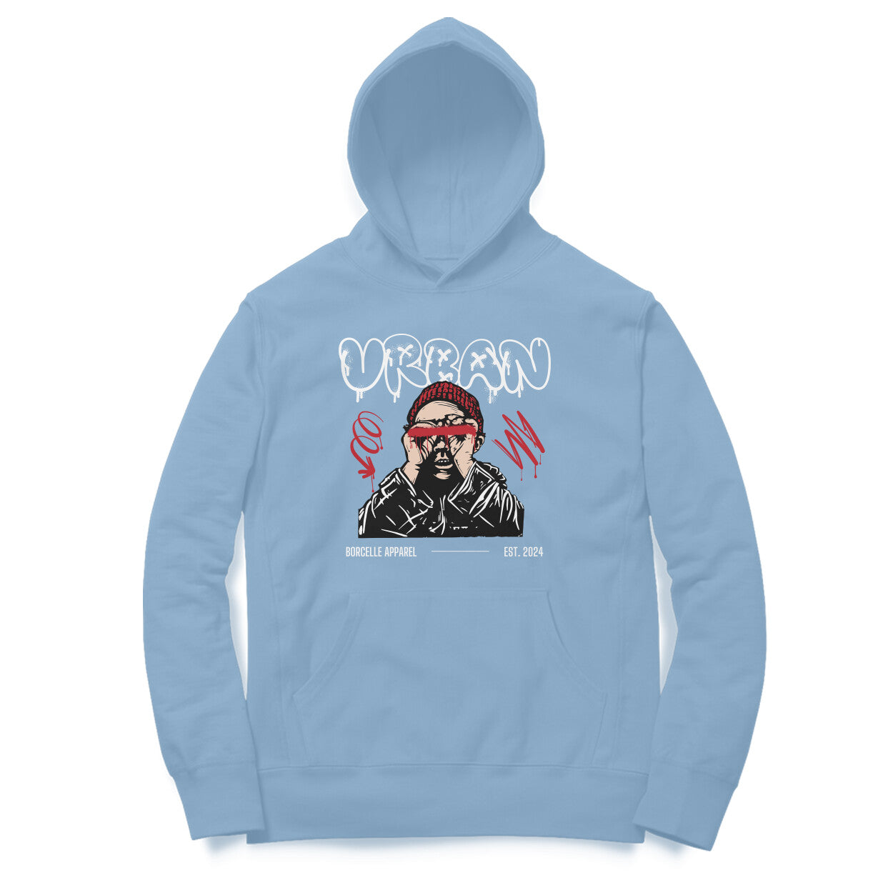 Front View - Urban Graffiti hoodie – bold oversized streetwear hoodie with colorful graffiti design