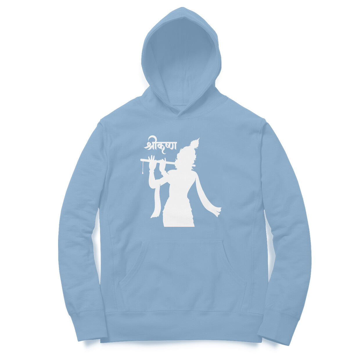 Front View - Krishna hoodie – bold oversized hoodie featuring Shri Krishna silhouette on front and back