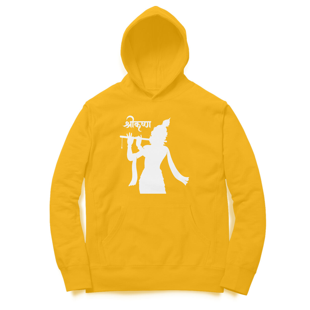 Front View - Krishna hoodie – bold oversized hoodie featuring Shri Krishna silhouette on front and back