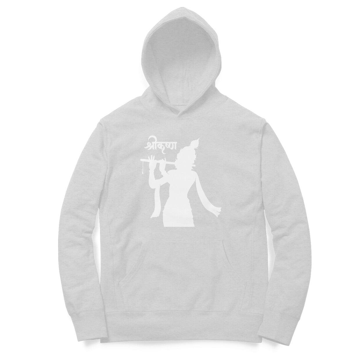 Front View - Krishna hoodie – bold oversized hoodie featuring Shri Krishna silhouette on front and back