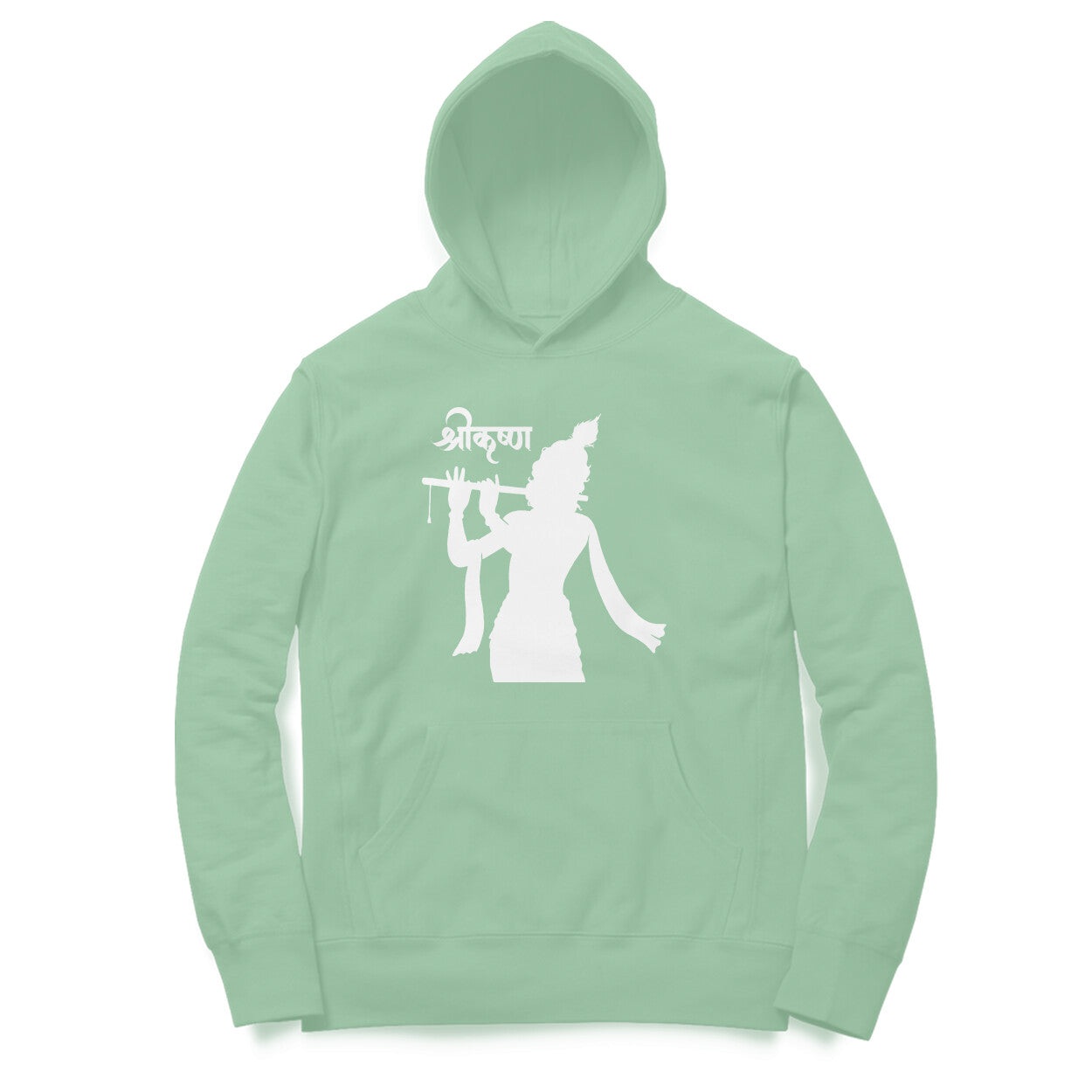Front View - Krishna hoodie – bold oversized hoodie featuring Shri Krishna silhouette on front and back