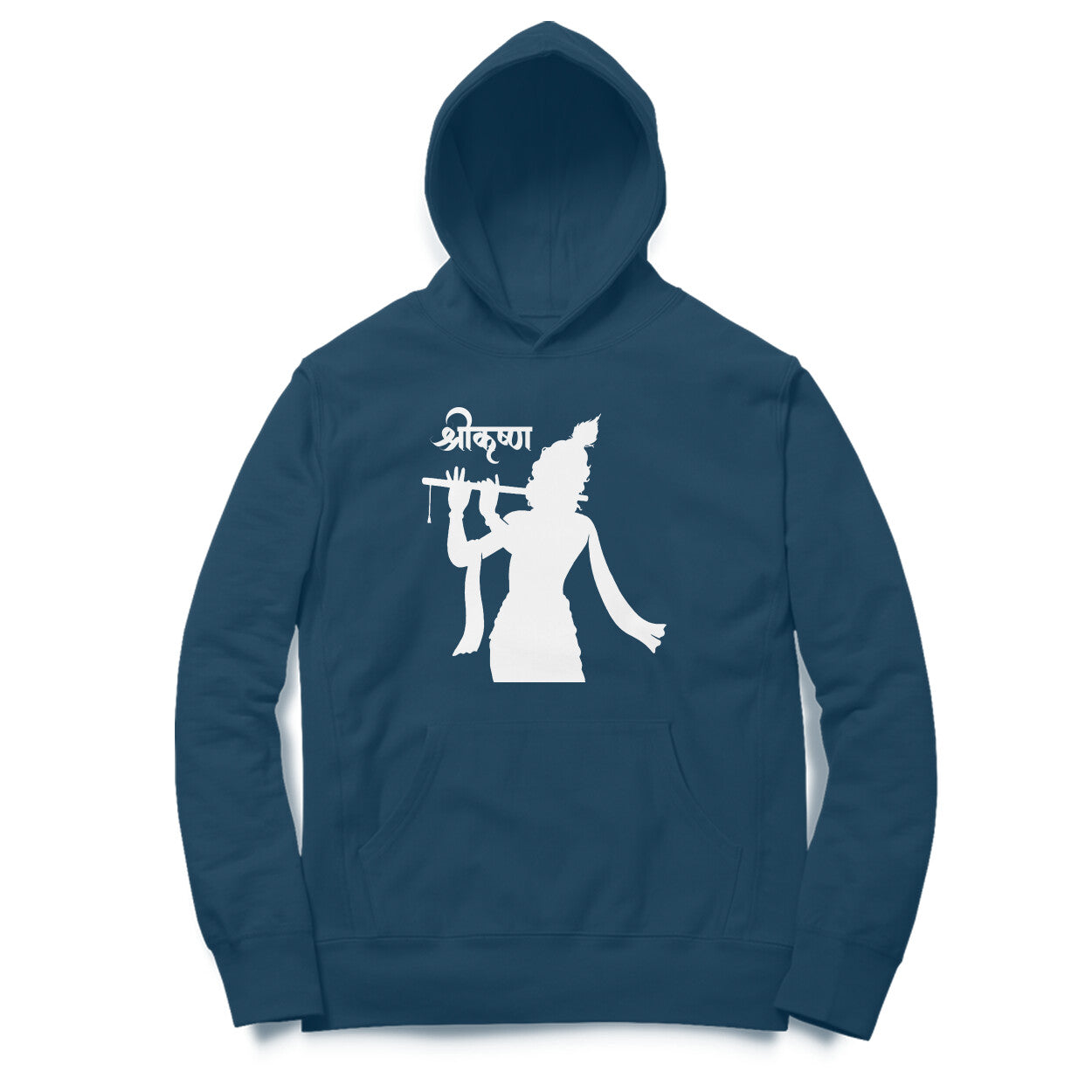 Front View - Krishna hoodie – bold oversized hoodie featuring Shri Krishna silhouette on front and back
