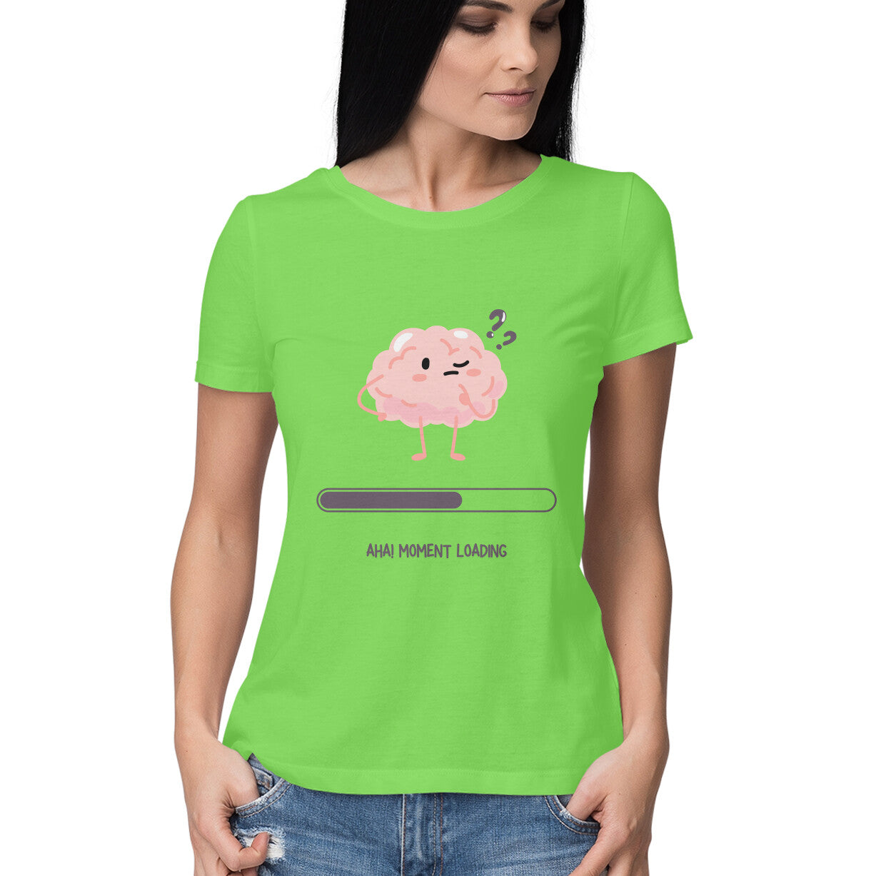 Front View - green Overthinker women’s t-shirt – minimalist cotton tee with mental health quote