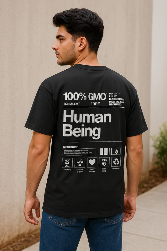Human Being oversized t-shirt – organic cotton tee with humorous anti-AI graphic
