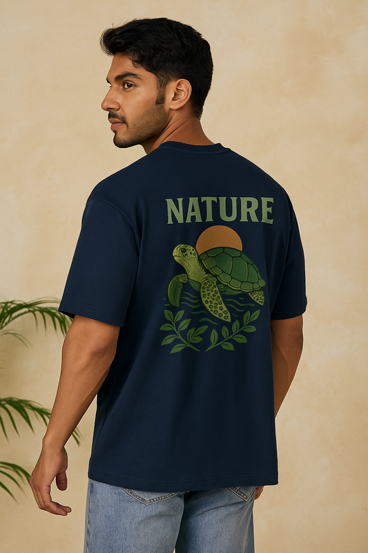 Nature Turtle oversized t-shirt – eco-inspired unisex cotton tee with turtle graphic