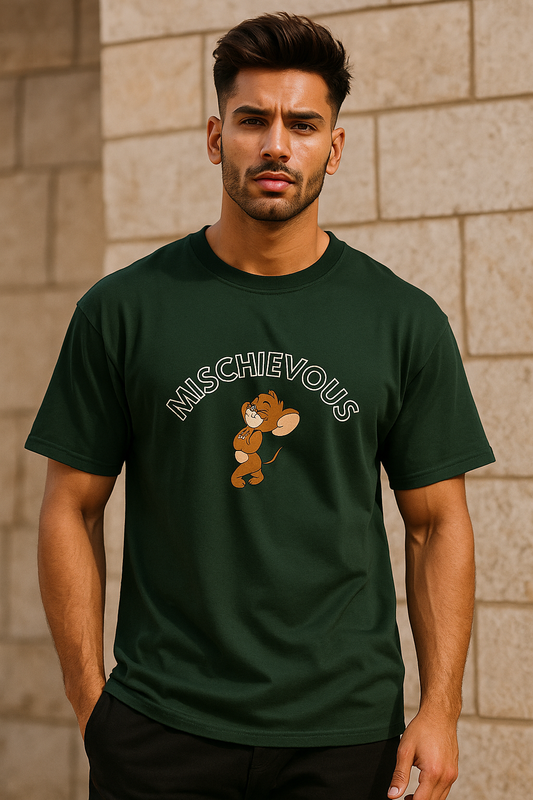 Mischievous Mouse T-Shirt - Funny Cartoon Graphic Oversized Tee
