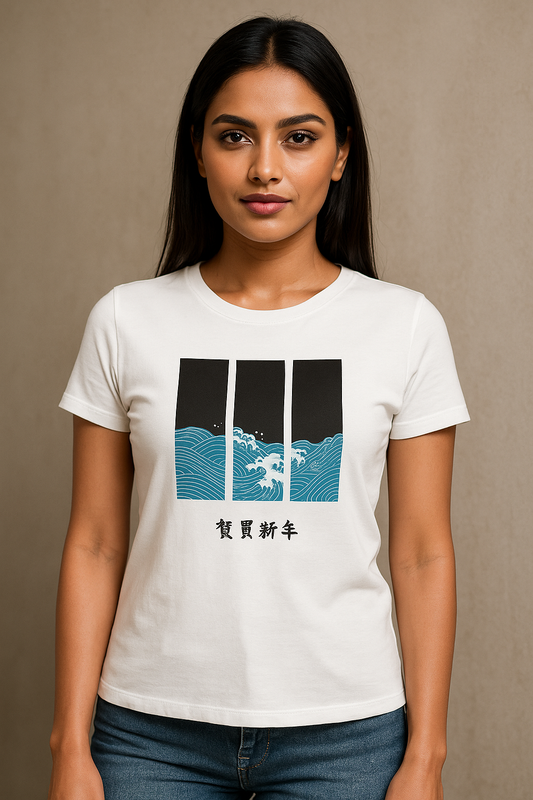 Ocean Zen t-shirt – Japanese wave aesthetic cotton tee with calm ocean design