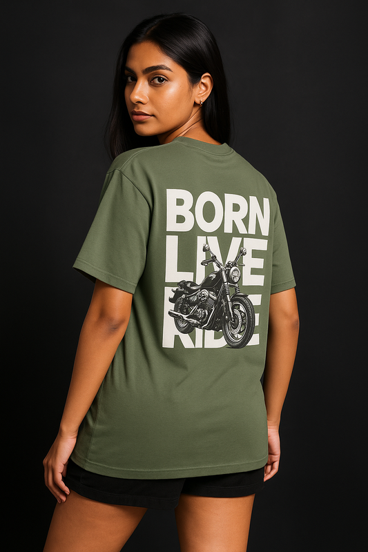 Born Live Ride tee – oversized graphic t-shirt for riders and streetwear lovers
