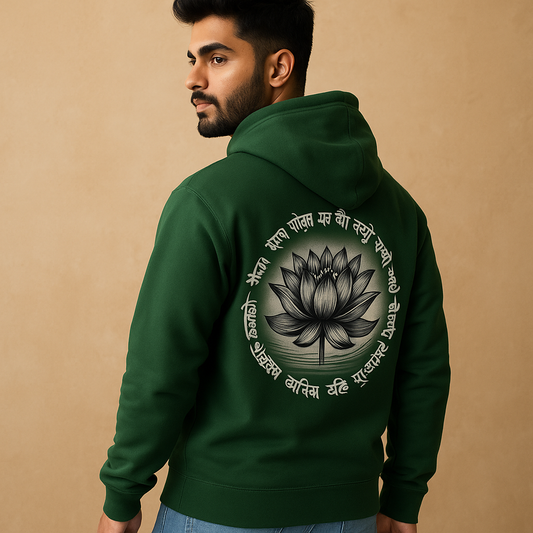 Shri Krishna silhouette hoodie – devotional oversized hoodie with front and back Krishna design
