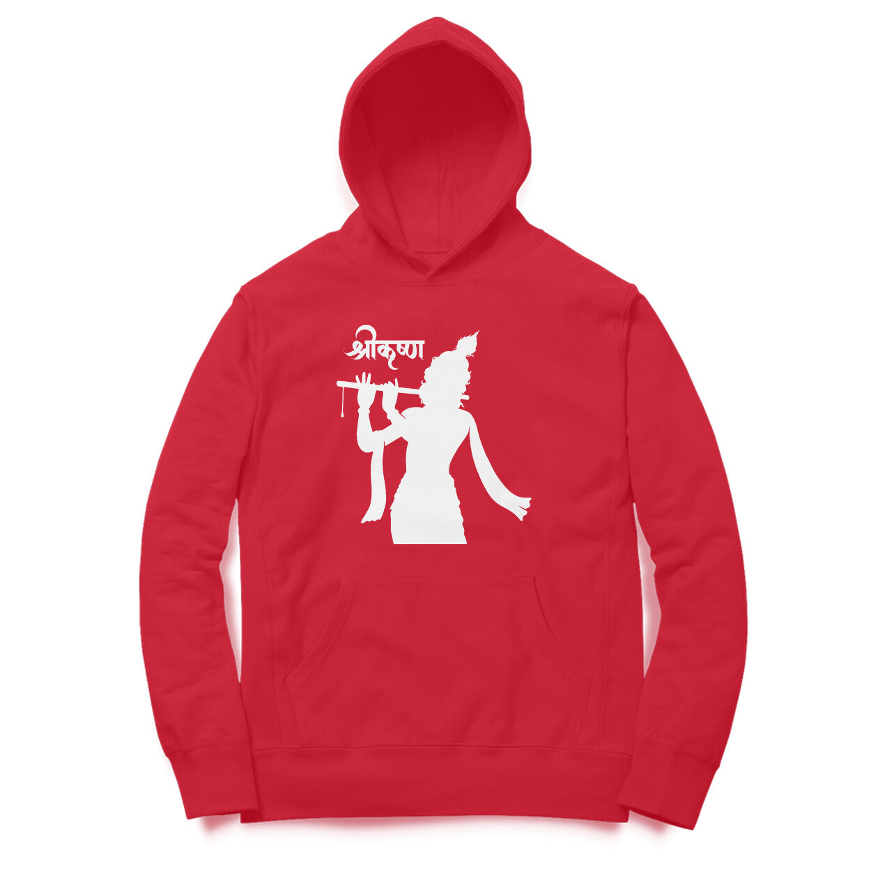 Front View - Krishna hoodie – bold oversized hoodie featuring Shri Krishna silhouette on front and back
